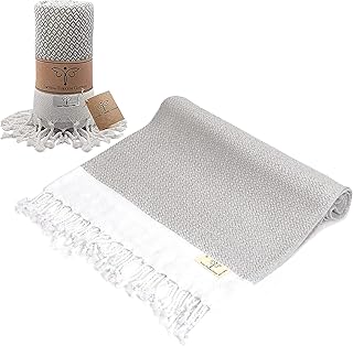 Smyrna Turkish Cotton Original Series Strandtuch,180.3x94 cm 100% Baumwolle,Extra großes tragbares türkisches Badetuch,Hergestellt in der Türkei,Kein Einlaufen,Premium Luxus Streifen Leinen,Grau