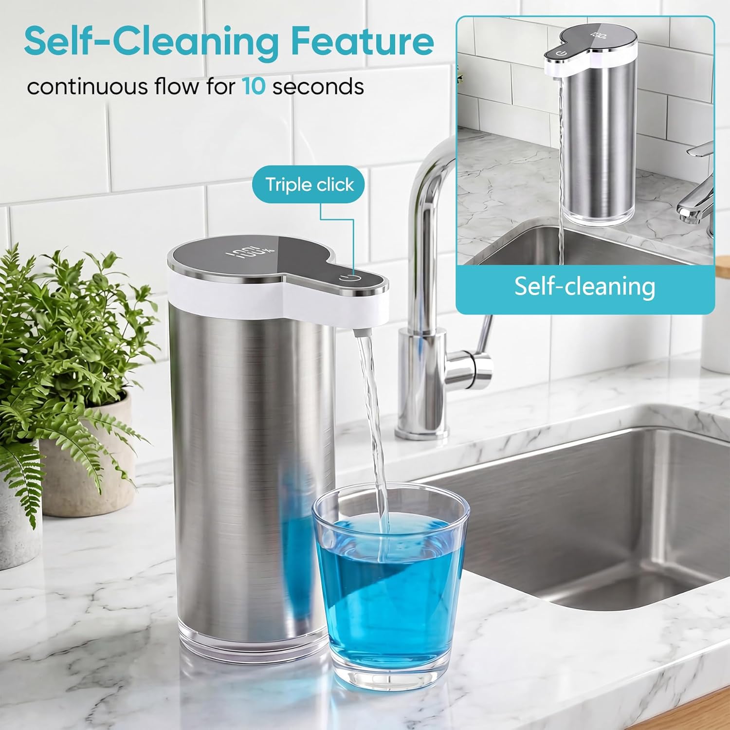 Automatic Soap Dispenser Touchless, 11.8oz/350ml Stainless Steel Hand Soap Dispenser with 4-Level Adjustable Sensor Pump & Rechargeable Battery,Liquid Soap Dispenser for Kitchen Bathroom