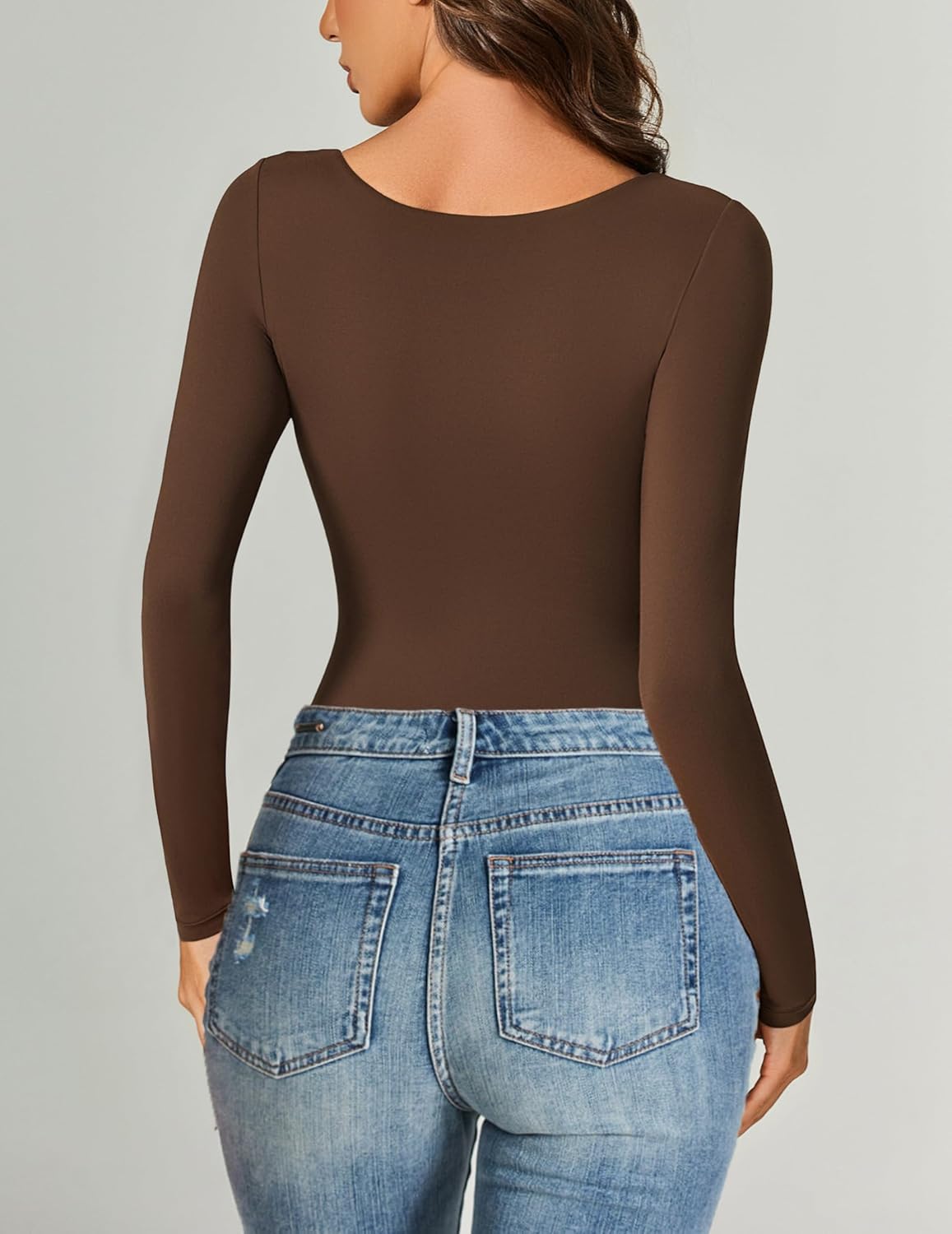 Avidlove Women Long Sleeve Bodysuit Scoop Neck Cutout Thong Body Suits Double Lined Slim Fitted Leotard Going Out Tops - Image 3