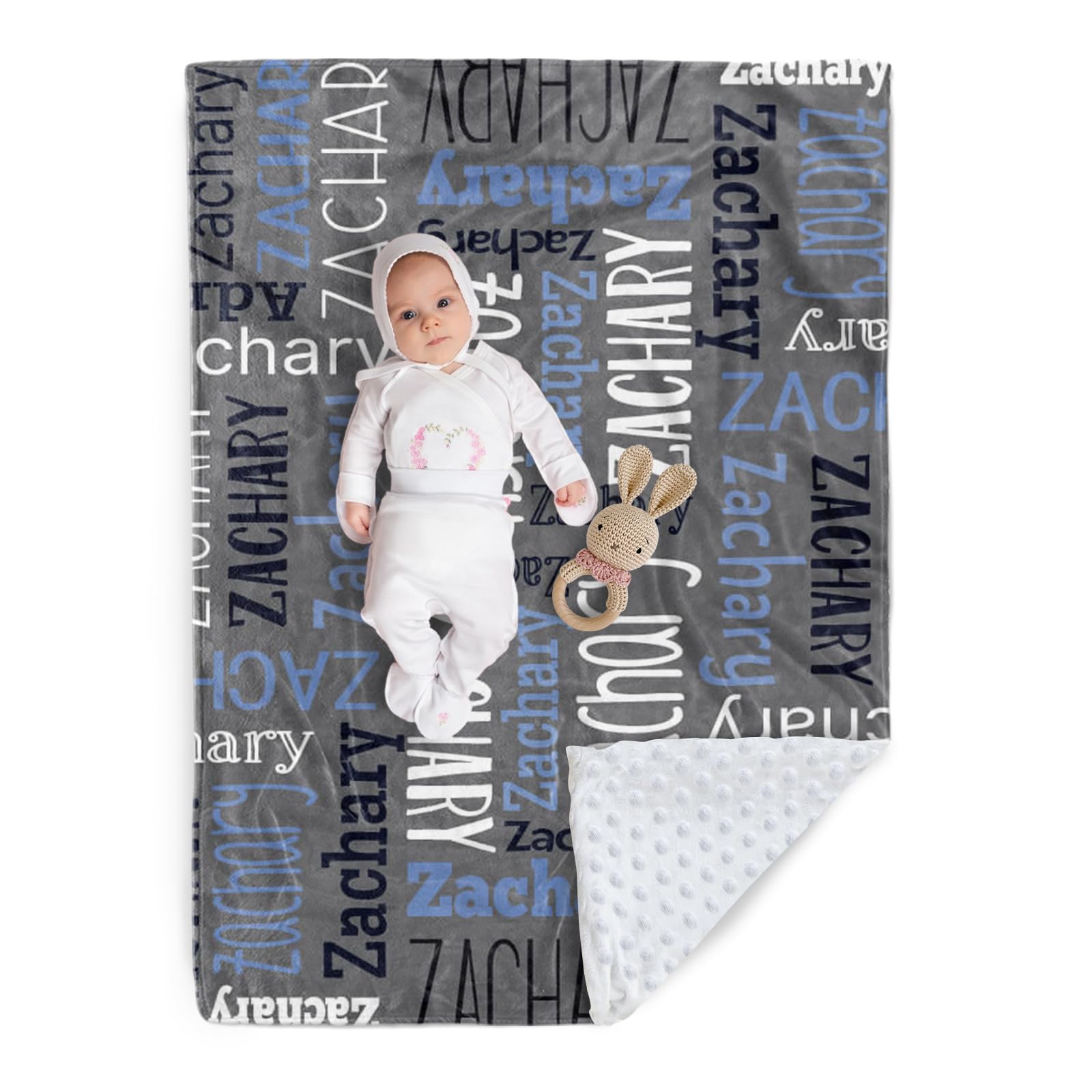 Custom Baby Blanket - Personalized Names Design - Soft Plush Blanket with Double Layer Dotted Backing for Boys Girls Color13(30x40 inches)