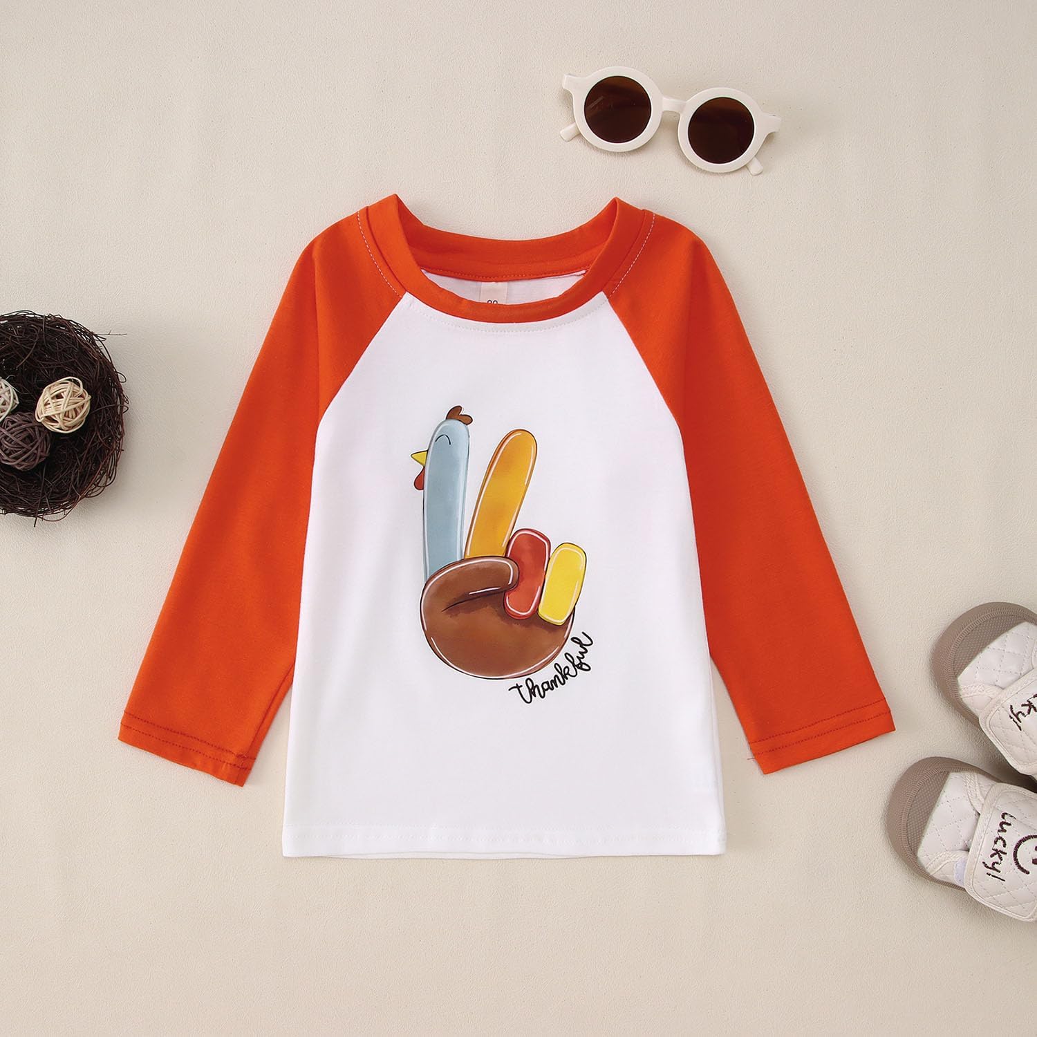 Thanksgiving Shirts for Toddler Girl Boy Gobble Turkey Raglan Long Sleeve T-Shirt Fall Thankful Casual Tee Tops 1-6Y