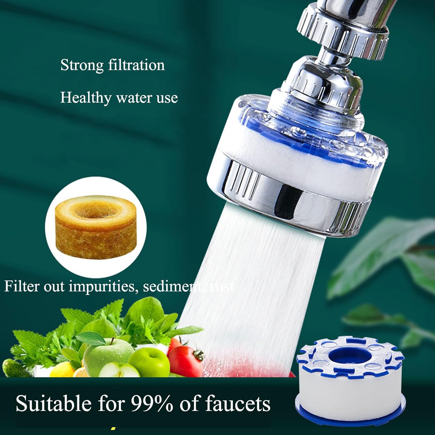 Kitchen Sink Faucet Filter Filters Out Impurities from The Water and Purifies The Water Quality, Commonly Used in Kitchen and Bathroom Faucets. (2*Faucet Filter+10*Filter Element)