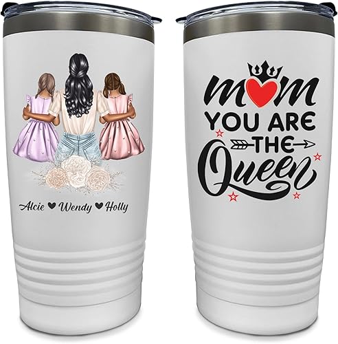Vista 16 de Vaso de acero inoxidable personalizado con tapa (20 onzas) Best Friend,Mamá y 2 hijas,Mamá y 2 hijos,Mamá e hija,Mamá, hija e hijo,mamá e hijo