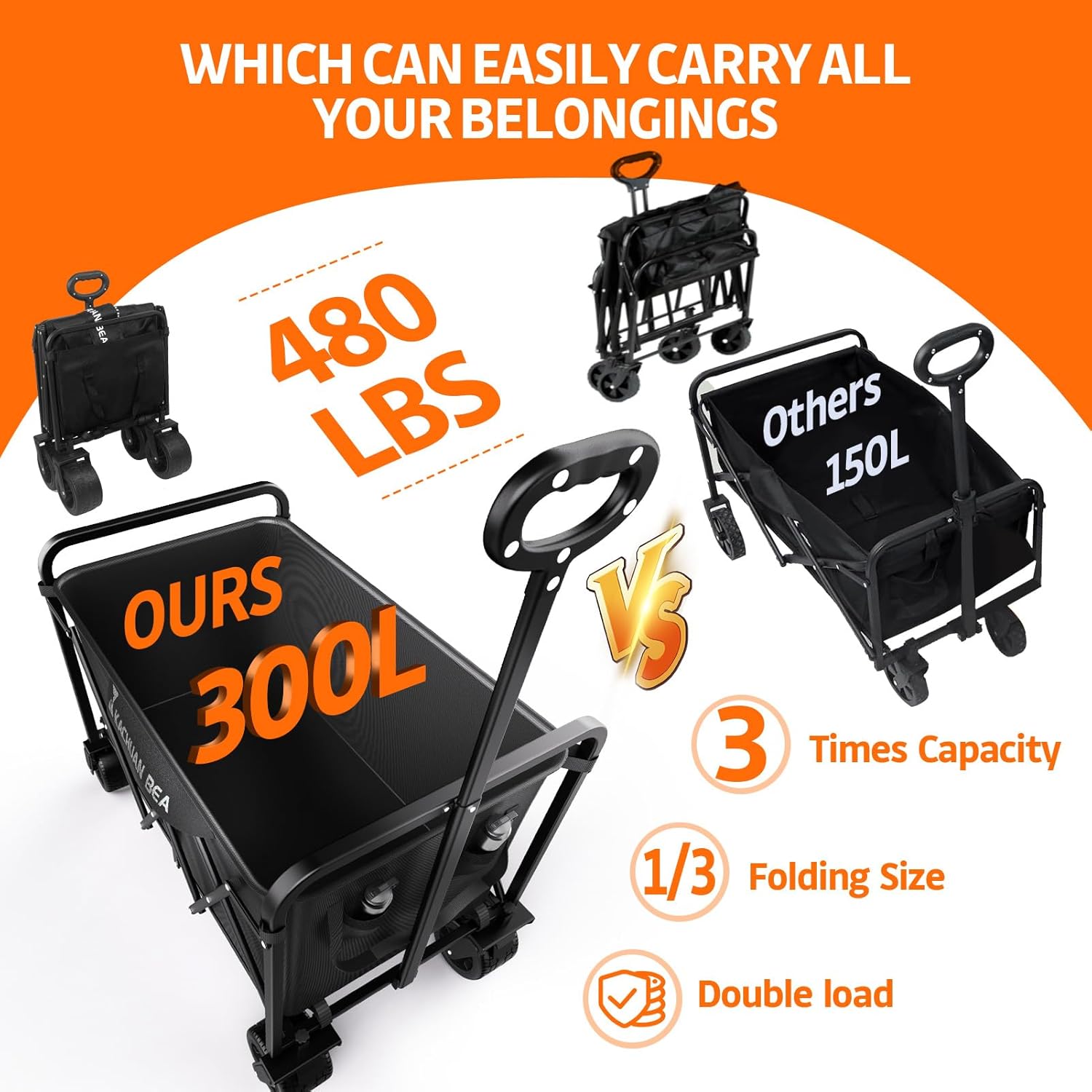 The Ultimate 300L Collapsible Wagon: Your Go-To for All-Terrain Adventures!