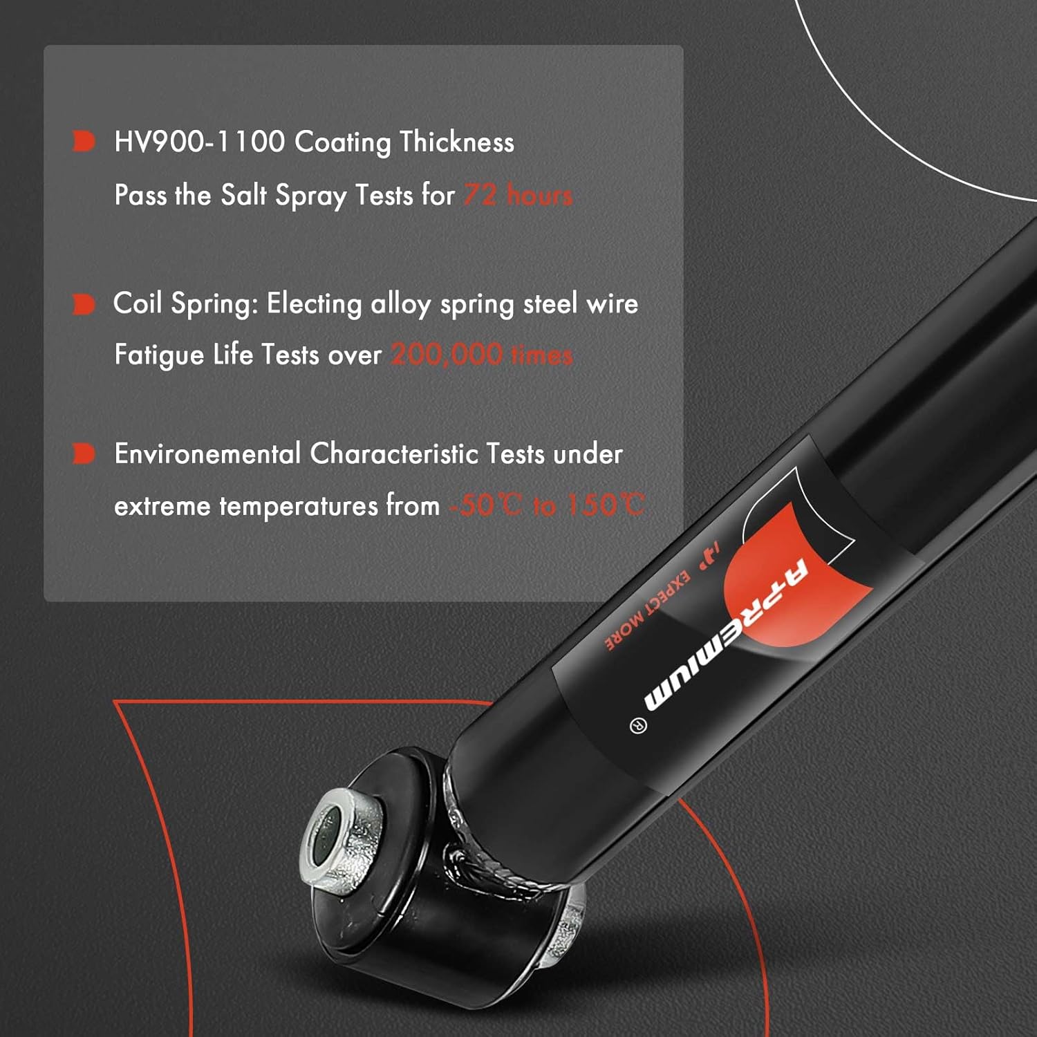 A-Premium Rear Shock Absorbers Compatible with Kia Soul 2014-2019, Rio 2006-2011, Rio5 2006-2011 & Hyundai Accent 2007-2011, 2-PC Set