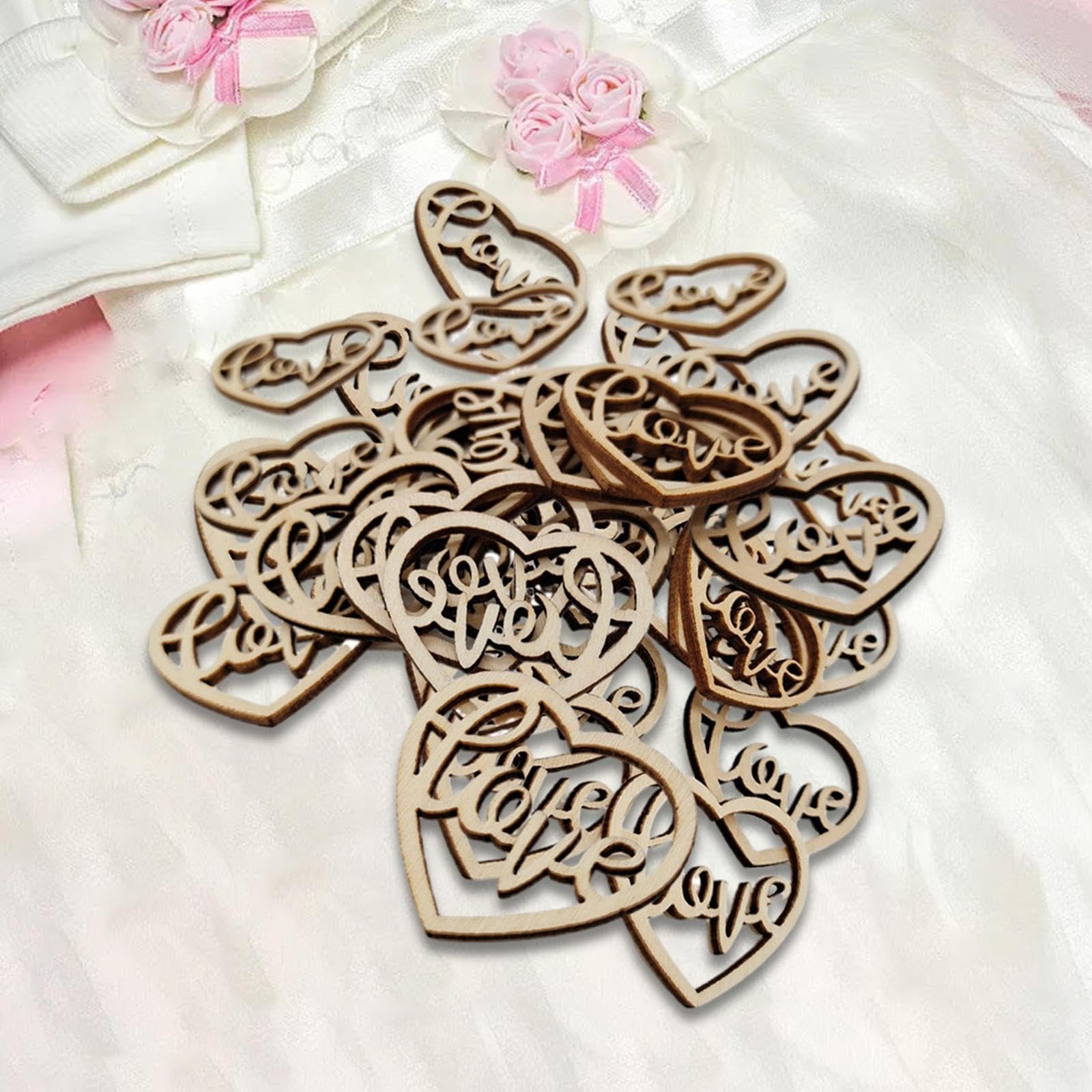 50Pcs Love Wood Slices Wood Chips for Table Centerpieces Party Valentine Day-image-6