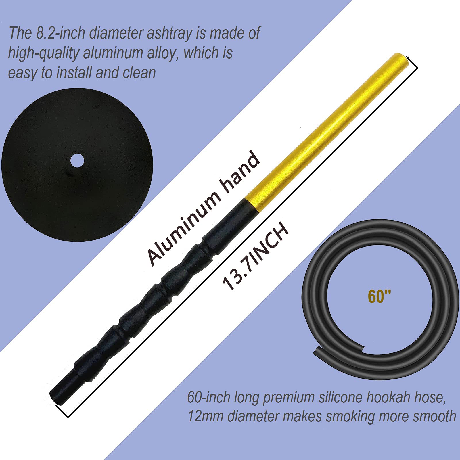 DITOSH Hookah Set Complete Modern Rocket Shape Shisha Kit with LED