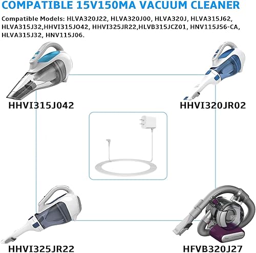 Miniatura 3 de Cargador de vacío de mano de 15 V 90627870 Reemplazo Negro Decker Cargador de vacío de mano HNV115J13 HFVB315J22 HHVI320JR02 HHVI315JO42 90629039