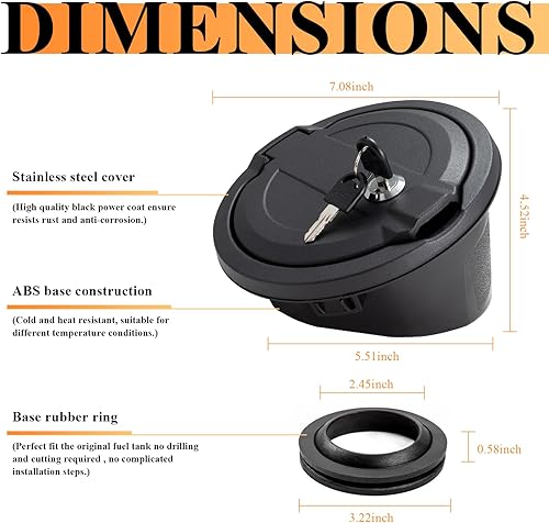 Miniatura 2 de Tapa de depósito de gasolina para puerta de llenado de combustible para Jeep Wrangler JK 2007-2018, accesorios Unlimited Rubicon Sahara AOLIHAN de 2