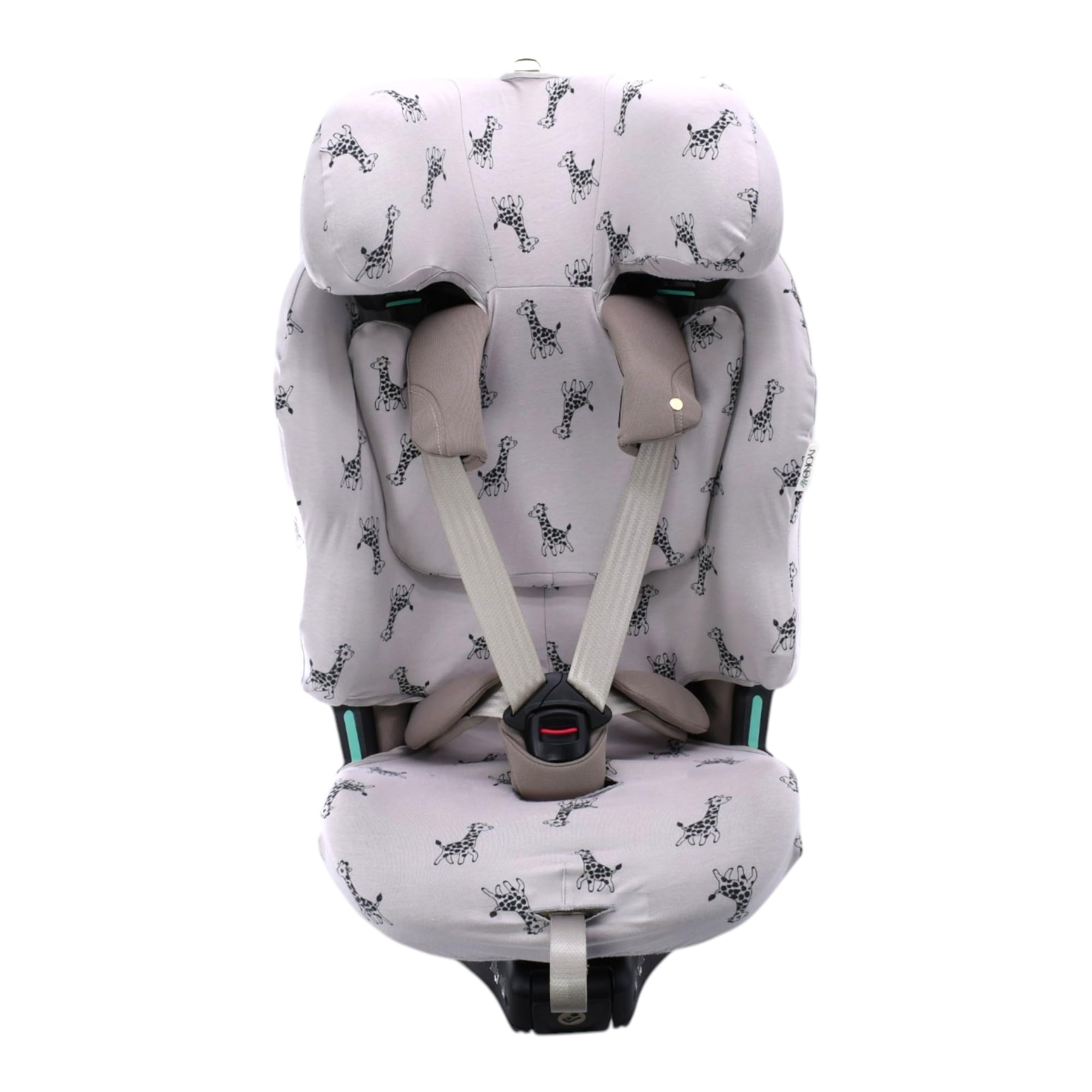 JYOKO Kids Funda algodón orgánico Compatible Maxi-Cosi Emerald 360 Pro | Compatible con Maxi-Cosi Emerald 360 Pro, algodón orgánico, estampado Giraffe, fabricado en Barcelona.