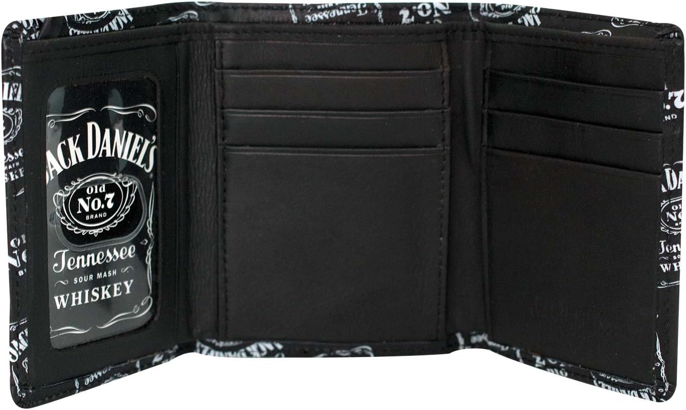 Jack Daniels Signature Label Trifold Wallet - Black Leather