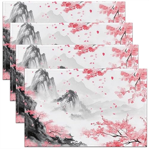 Miniatura 17 de jejeloiu Juego de 4 manteles individuales con estampado de radio Boombox de 18 x 12 pulgadas, manteles individuales retro para mesa de radio, Azul