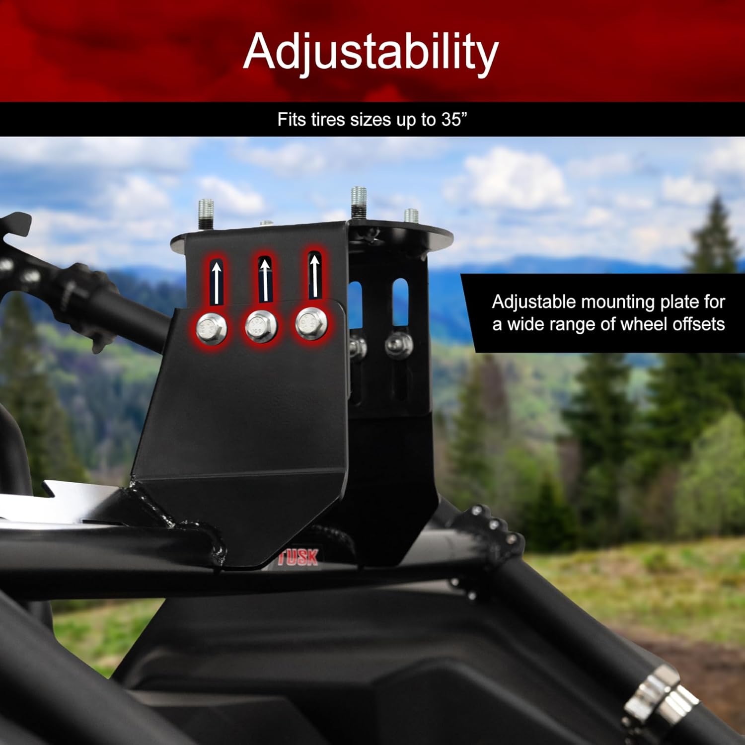 Tusk Spare Tire Carrier Heavy-Duty Roof Height Profile or Below Adjustable for Wheel Offset Compatible with Kawasaki Teryx KRX4 1000 2023-2026