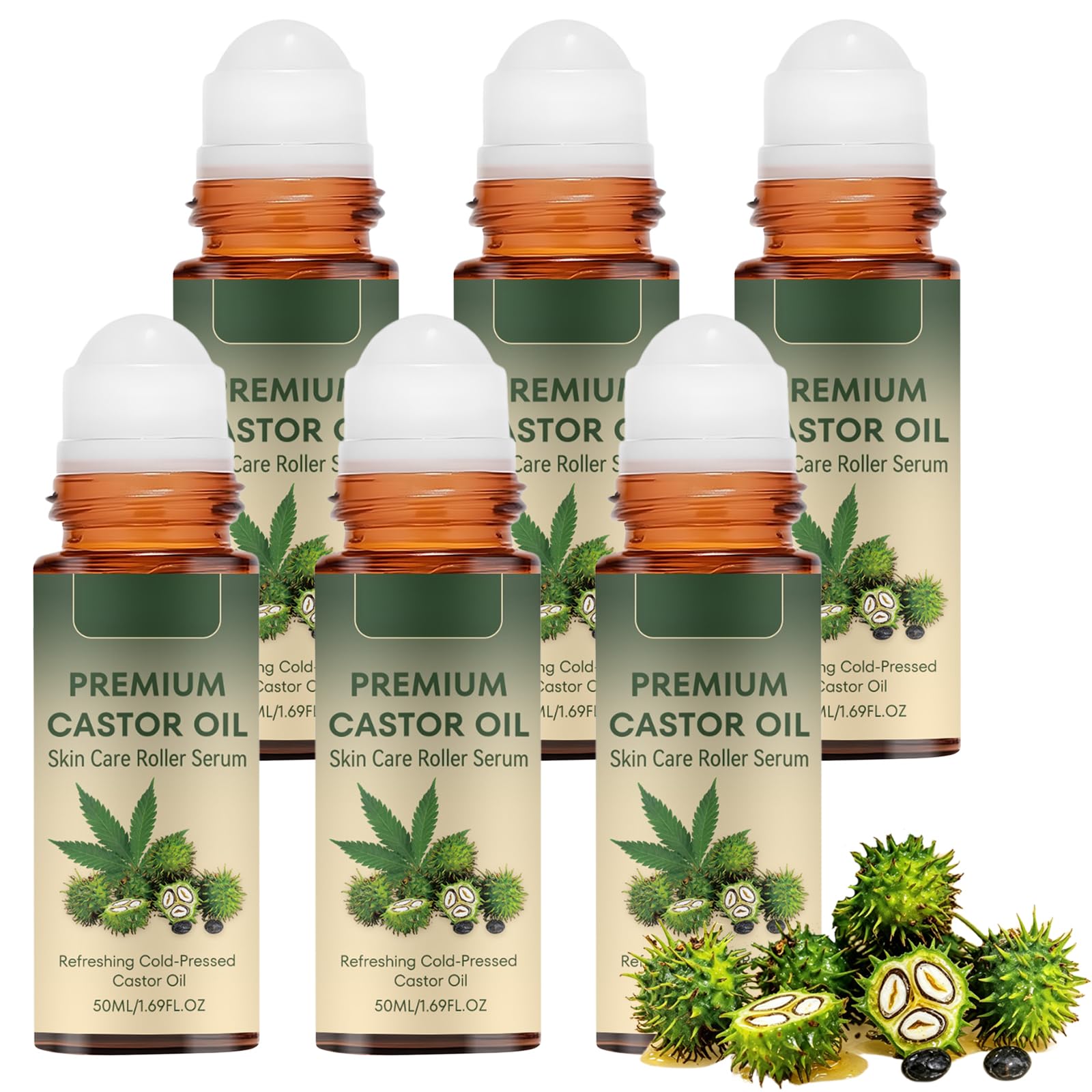 Uniwersalne serum z wałkiem rycynowym, serum przeciw starzeniu się, do twarzy, włosów, szyi i brzucha, ujędrniające i ujędrniające, głęboko nawilżające (6 szt.)