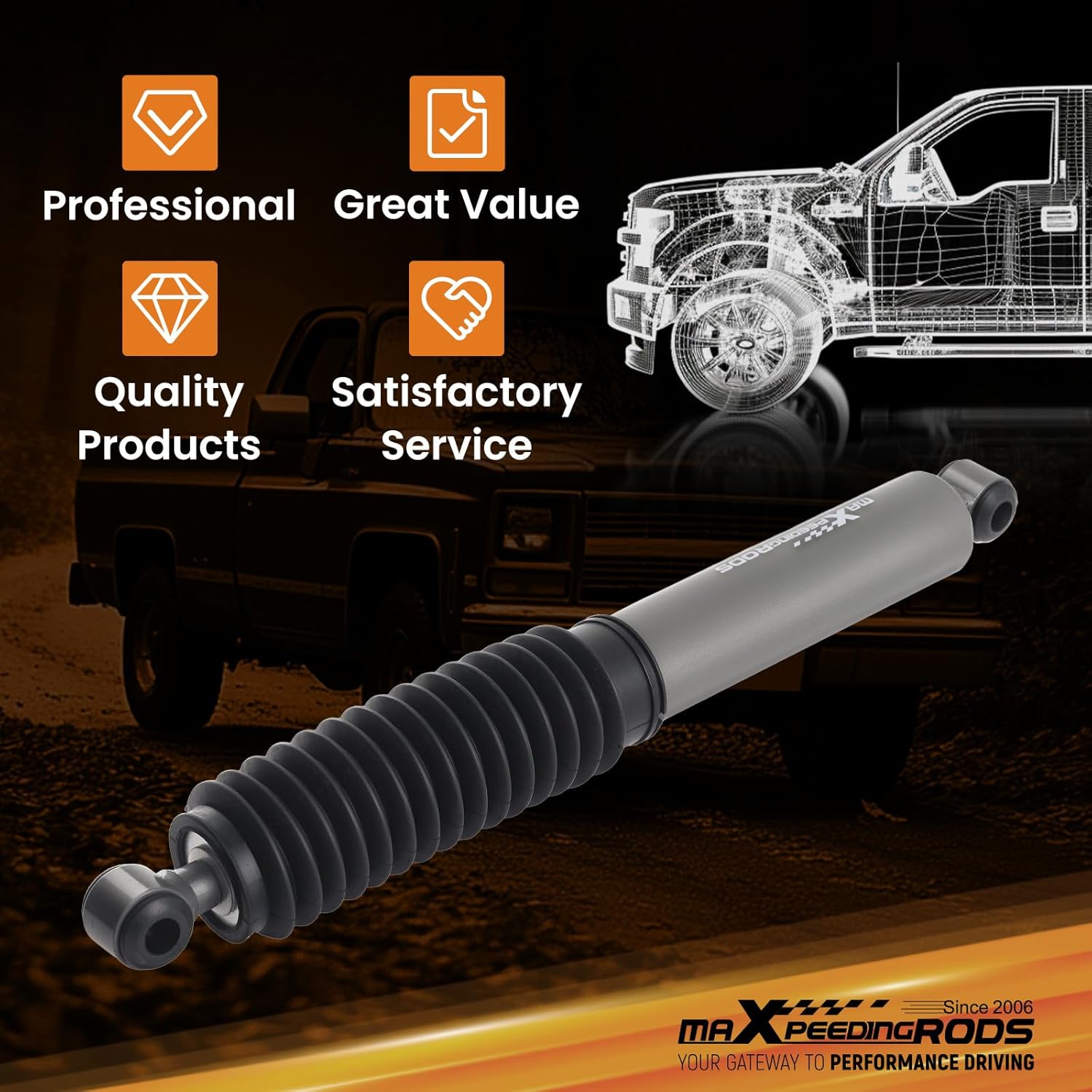 maXpeedingrods Steering Stabilizer for 1982-2004 Chevy S10, G1 Version, Improve Handling