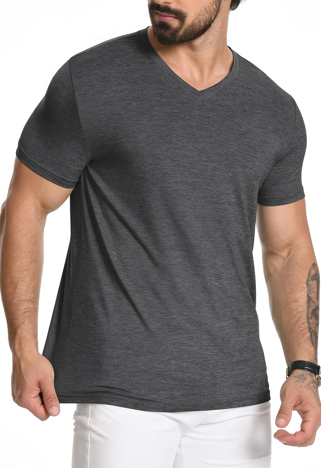 KESIHAN Men's T Shirts V Neck 2 Pack Tees Breathable Everyday Essential Casual Tops - Image 4