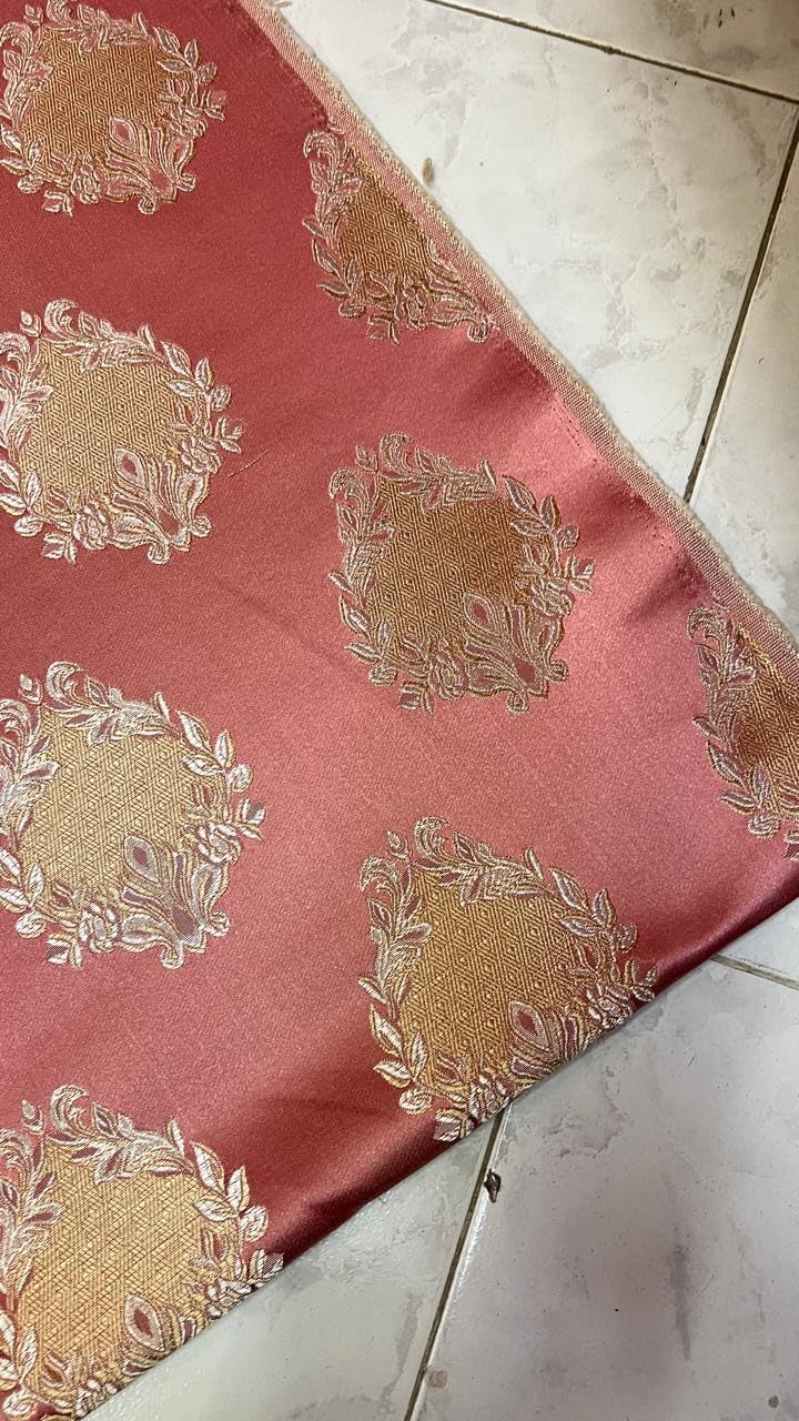 Luxurious Woven Jacquard Damask Motif Heavy Furnishing Fabric for Upholstery, Sofa, Chair, Cushion Covers, Head Board - Width 54 inches - Fabric by The Yard (Maroon)
