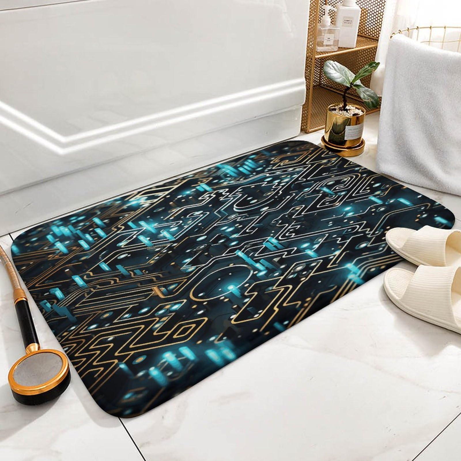 Tapete de bienvenida para interiores y exteriores, antideslizante, patrón de codificación, tapete para entrada, porche, lavandería, baño, dormitorio, alfombra de 40 cm x 60 cm