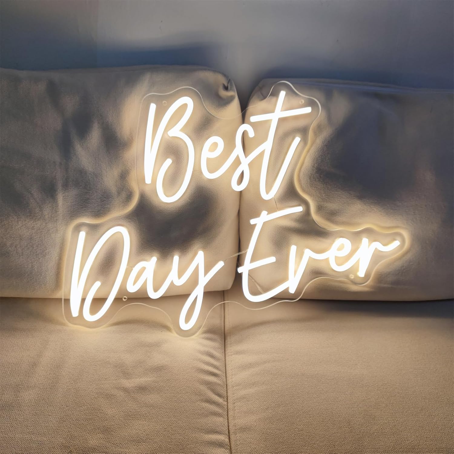 Best Day Ever Neon Sign,Led Signs,Neon Sign Weeding Neon Lights for Bar Pub Christmas,Restaurant,reception Decor White Neon Engagement Birthday Wedding Party,SIGNVIA,Size:60 * 41.7cm