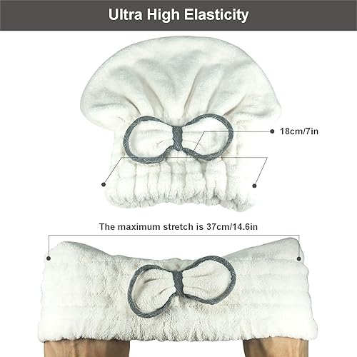 Miniatura 6 de 2 tapas de microfibra para secar el cabello, grandes, extrame suaves y ultra absorbentes, de secado rápido, toallas gruesas y esponjosas para niñas