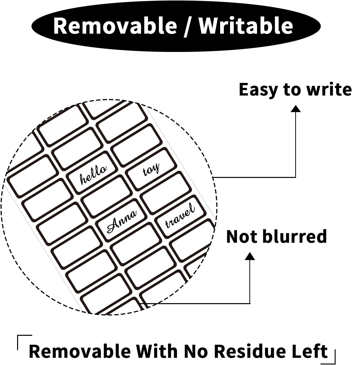 STARLIBOO Removable Labels, Blank Freezer Labels for Food Containers, 1x2 Inch Freezer Stickers/Waterproof Labels/ (Black Border, 360 Labels) image 2