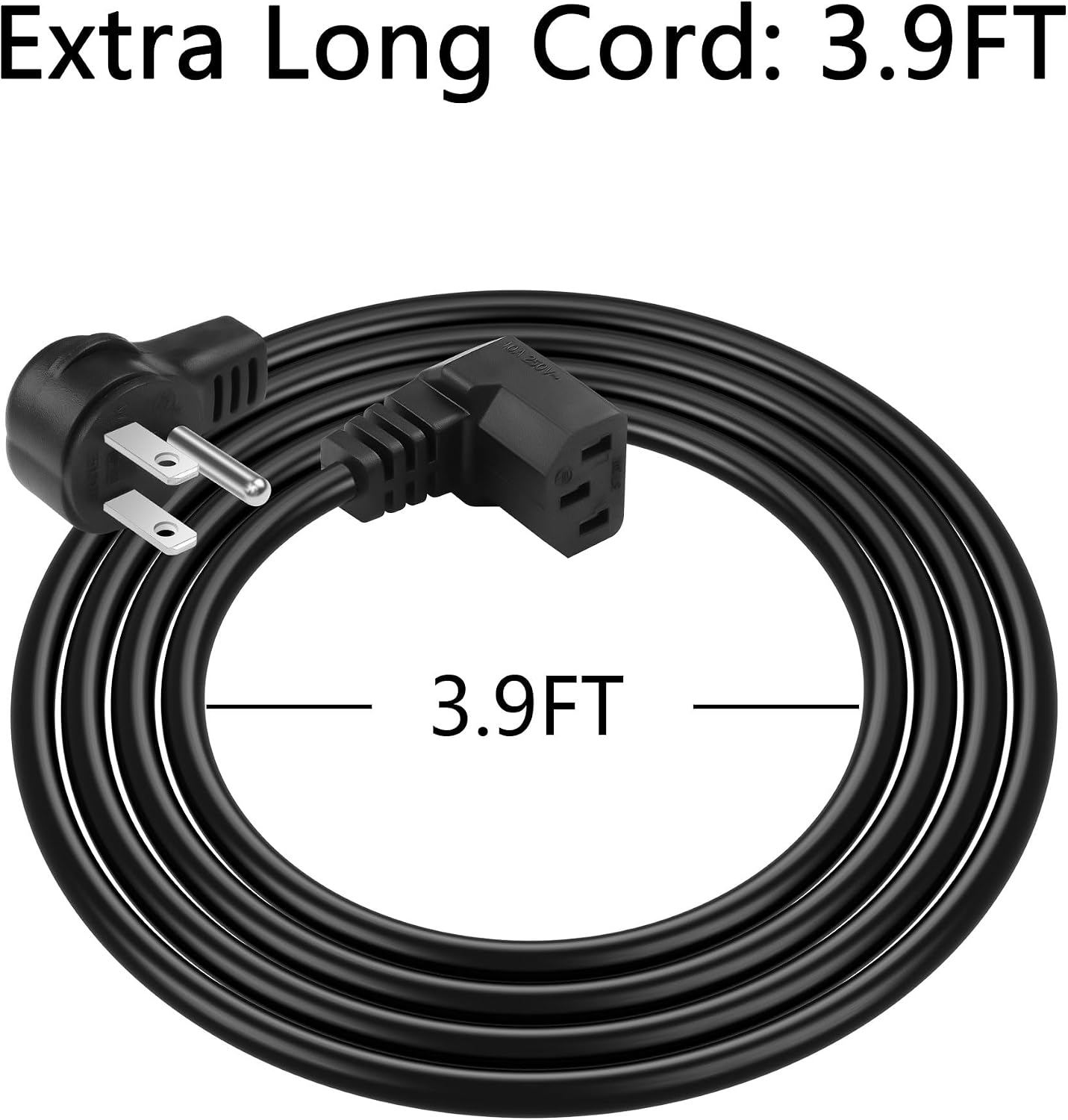 CERRXIAN 3.9FT 18AWG NEMA 5-15P to Up Angle IEC 320 C13 Computer Power Cord,10A/250V, 3 Prong AC Power Cord Cable for TV, Computer, Printer, Radio, Monitor, Laptop and More