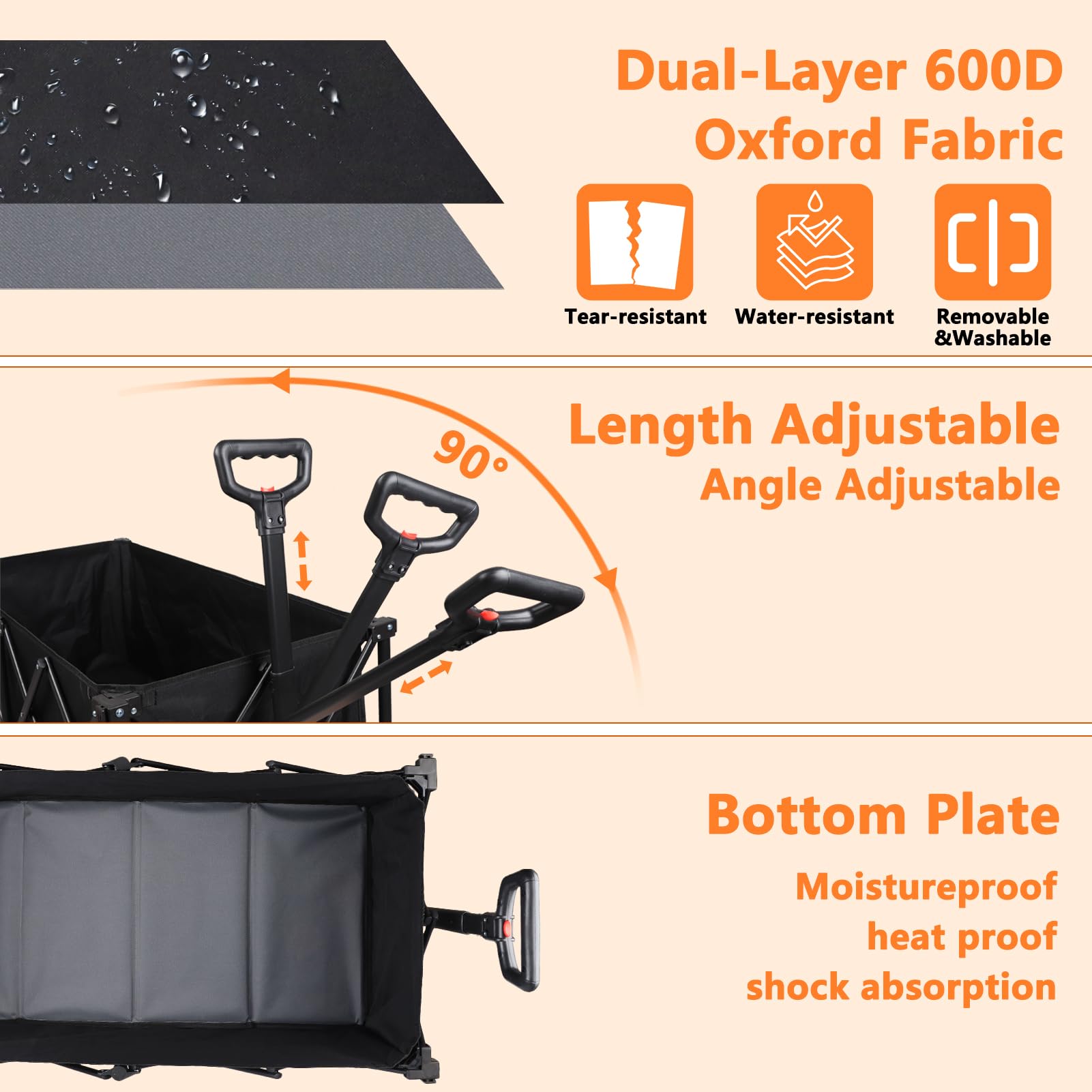 EAYNON Carrello Pieghevole Multiuso 226 Kg - Grande 220L Con Ruote Per Tutti I Terreni E Portabevande