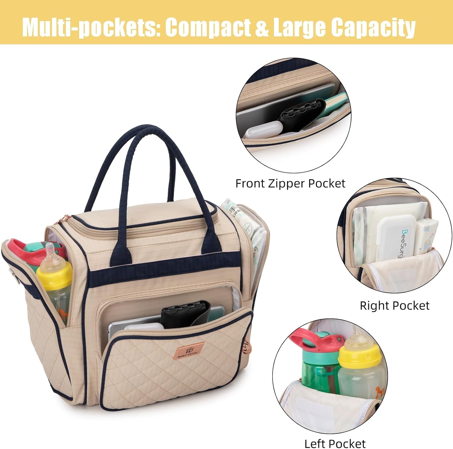 Baby diaper bag tote large baby bag, Diaper tote caddy breast pump bags - Image 3