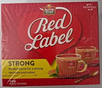 Brooke Bond Red Label Tea 100 Black Teabags (200g) | Rich & Aromatic Black Tea for a Refreshing Brew | Strong Flavor & Premium Quality (Pack of 2)