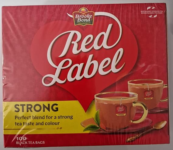 Brooke Bond Red Label Tea 100 Black Teabags (200g) | Rich & Aromatic Black Tea for a Refreshing Brew | Strong Flavor & Premium Quality (Pack of 2)