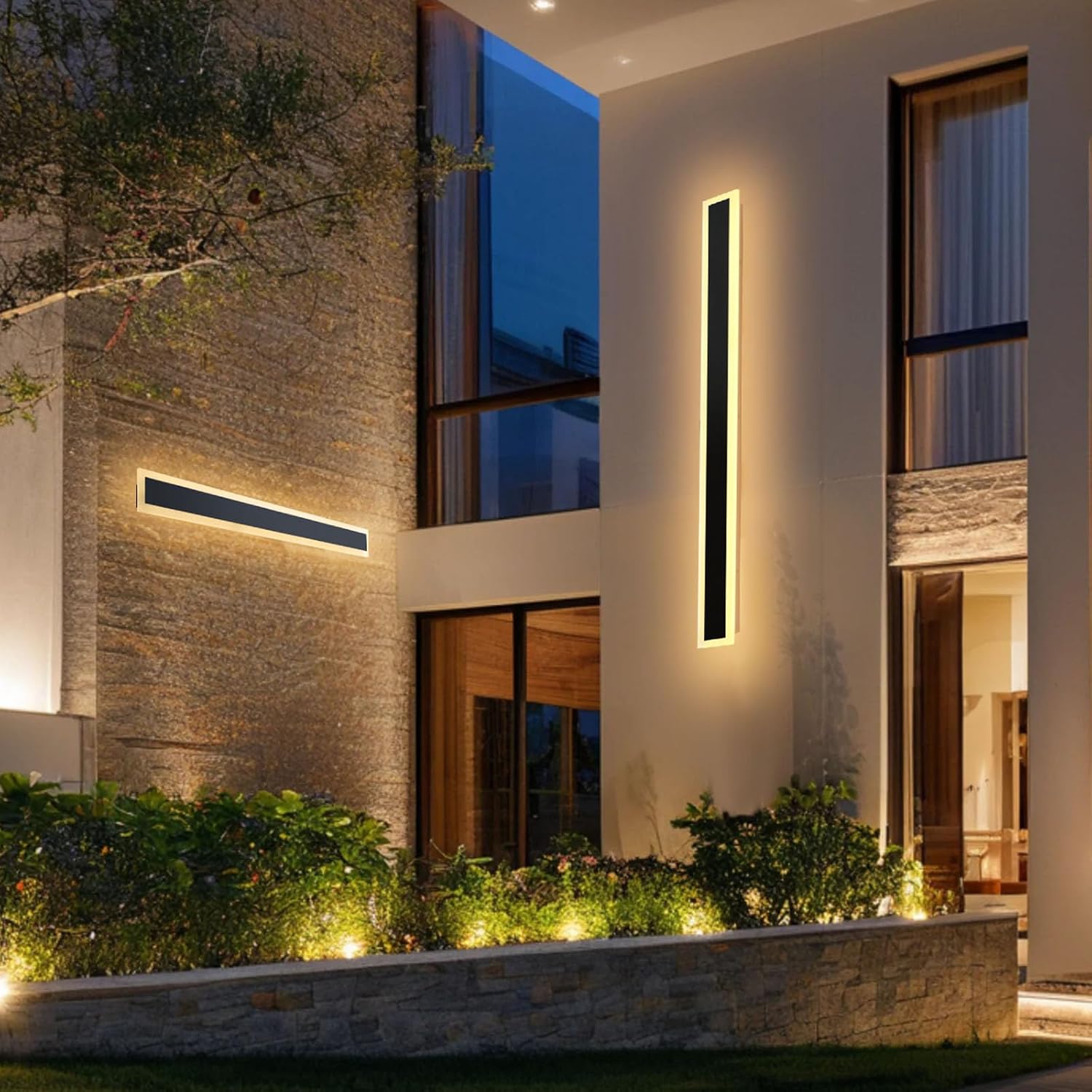 VEVOR Outdoor Wall Lights, 2 Pack, 39.4 Inch Long Strip Modern Exterior Wall Sconce Light Fixtures, 3000K Warm White, IP65 Waterproof Anti-Rust Outside Wall Mount Lighting, for House, Porch, Garage