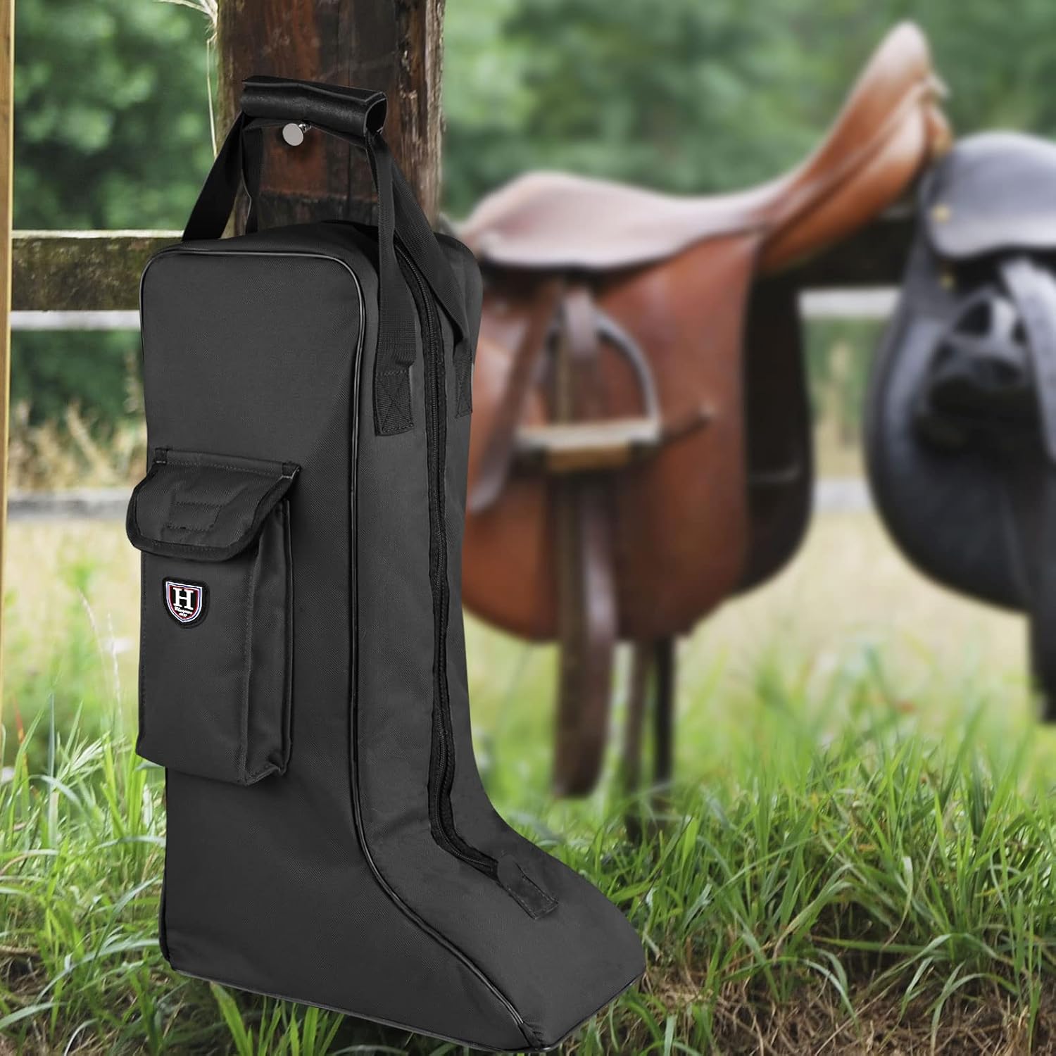 Harrison Howard Tall Boot Carry Bag Protect Rider Boots for Shows Competition Travel Long-lasting Boot Bag Black