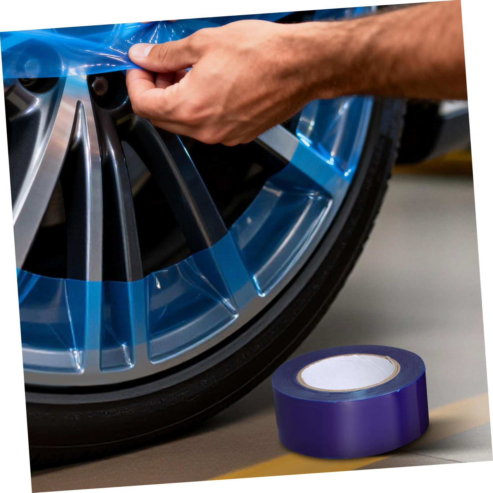 BETOOKY Nastro Autoadesivo Protettivo Blu PE per Cerchioni Auto, Larghezza 5,2 CM, Pellicola Antigraffio per Pneumatici, Protezione Resistente per Ruote di Auto e Moto