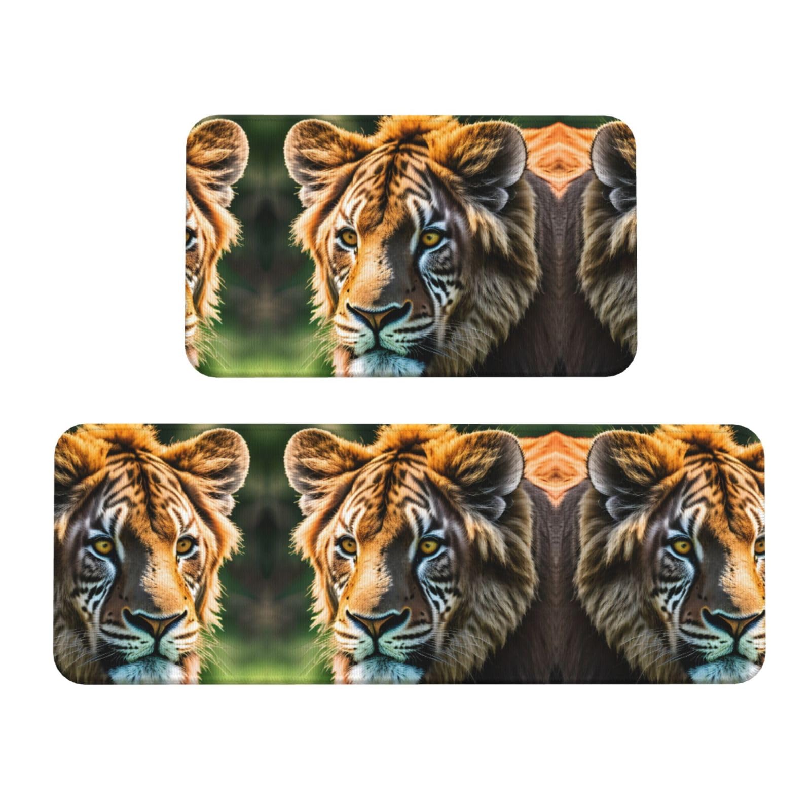Lot de 2 tapis de cuisine antidérapants motif animaux africains pour sol