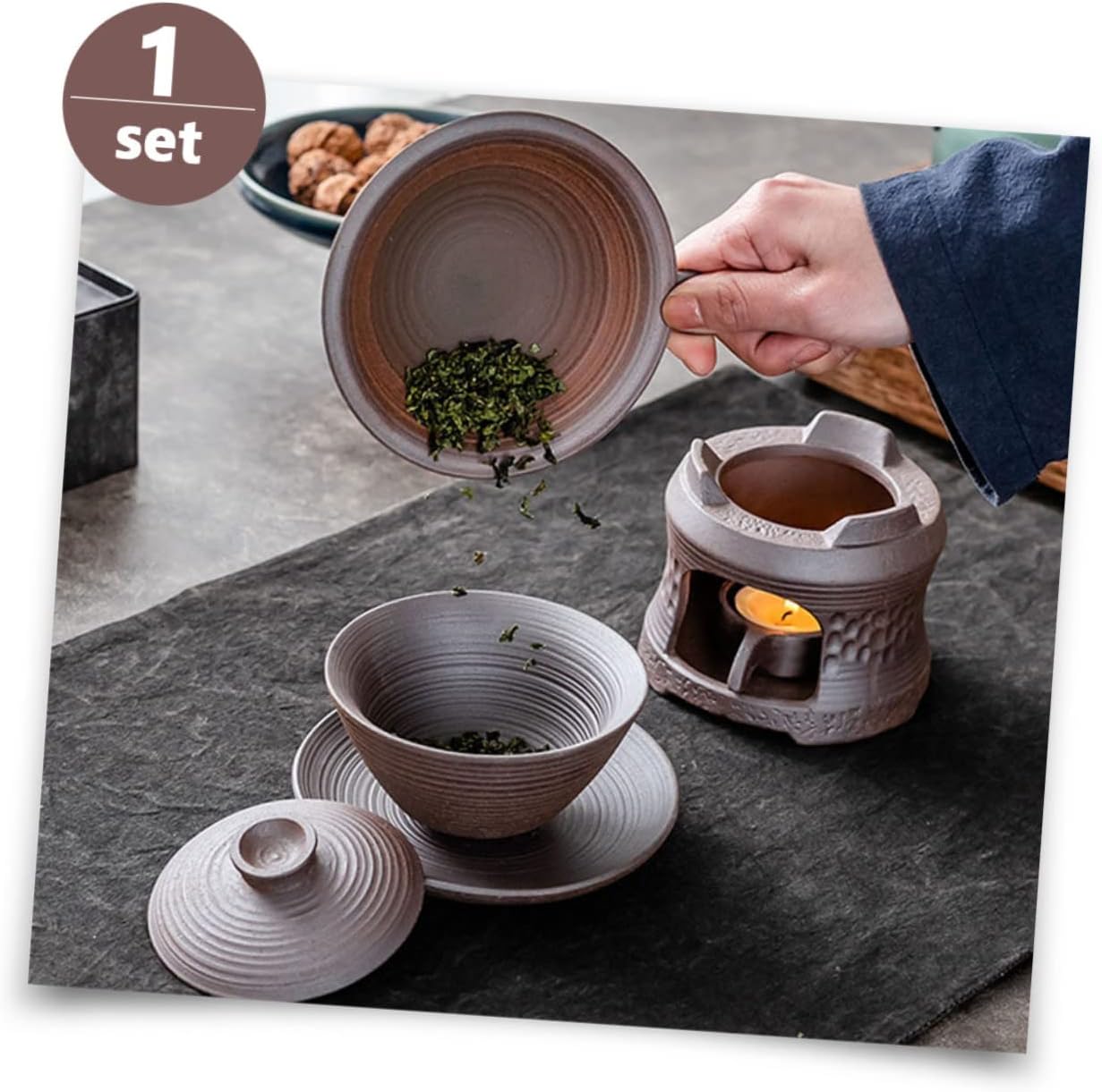 Ceramic Teapot Warmer Roasting Tea Stove Holder Teapot Candle Stand for Tea Kettle