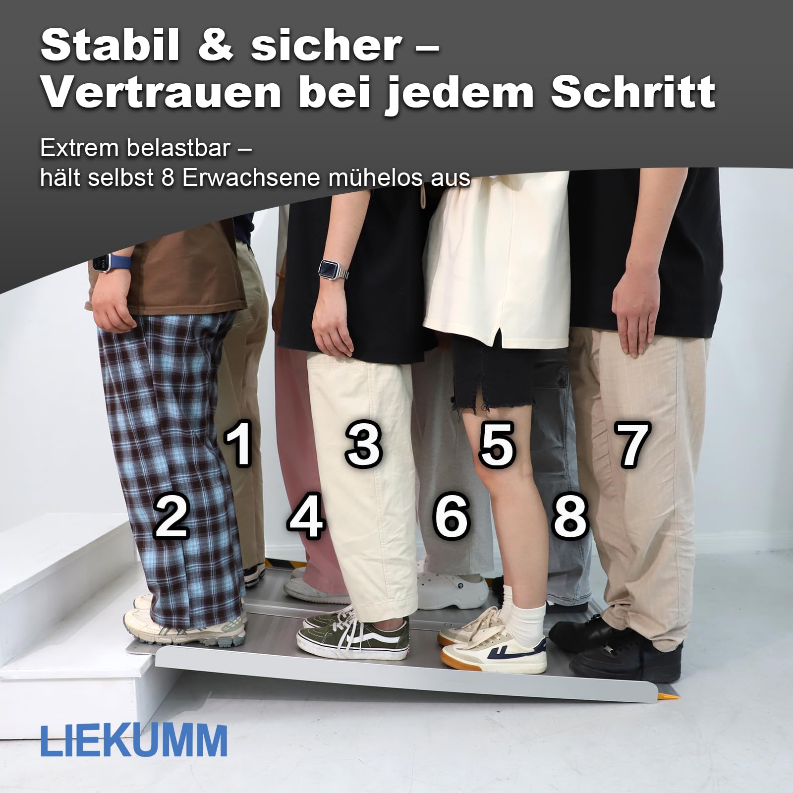 LIEKUMM Składana rampa dla wózków inwalidzkich, 60 x 76 cm, nośność 450 kg, antypoślizgowa, aluminiowa rampa progowa dla wózków inwalidzkich, schodów, drzwi, skuterów mobilnych