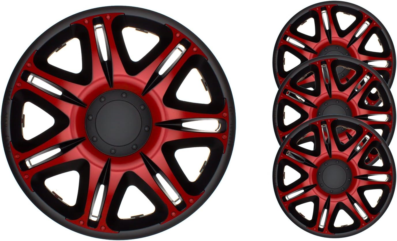 Set of 4 Wheel Trims Hub Caps NSR Red / Black