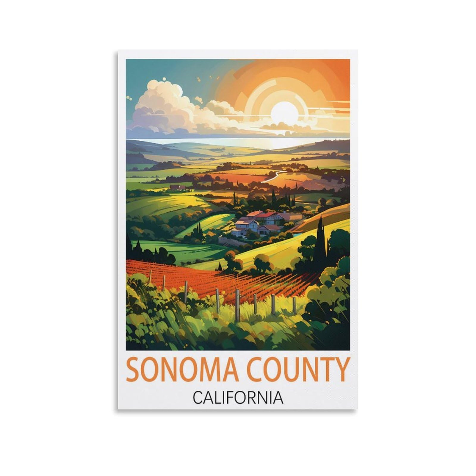 EZMLFA 5D Diamond Painting Kits,Sonoma County California,Diamond Painting Kits for Beginners Round Full Drill Painting with Diamonds Gem Art for Home Wall Decor 40x40cm