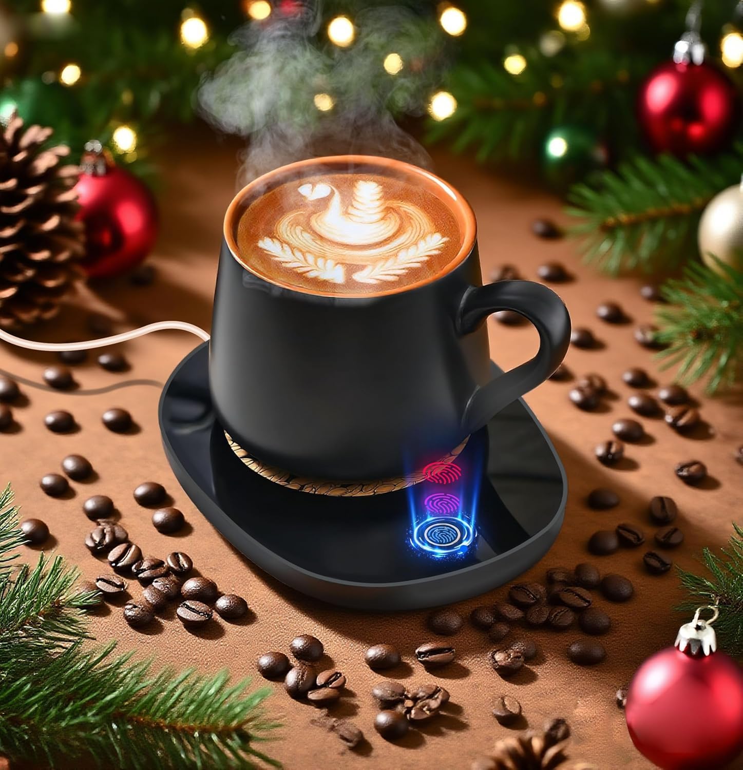 Coffee Mug Warmer for Desk with Auto Shut Off, Coffee Warmer for Desk with 3 Temperatures &amp; 8 Hours Auto shutoff (Christmas Coffee Gifts)