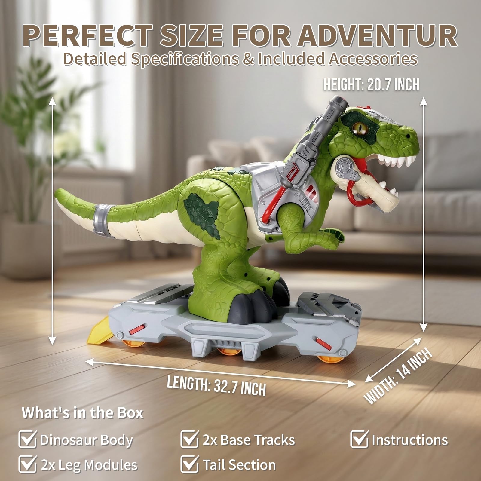 lerrbo Kinder Fahrzeuge in Dinosaurier-Design, elektrische Fahrzeuge für Kleinkinder mit Musik, Licht und RauchEffekt, Tretroller für Vorschulkinder