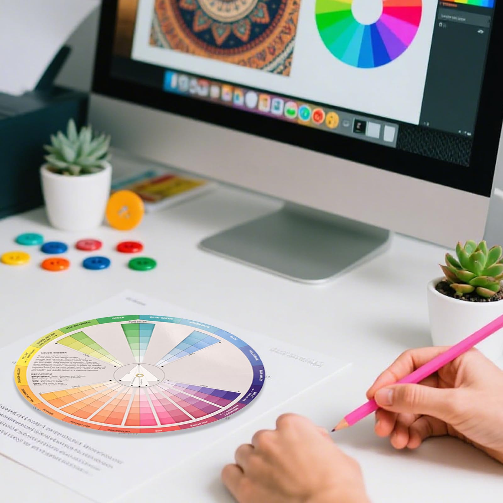 RLMVGBX Colour Wheel Color Board Chart Artist Tool for Painting & Nail & Interior Design, As Shown, 23 x 23 cm - Image 4