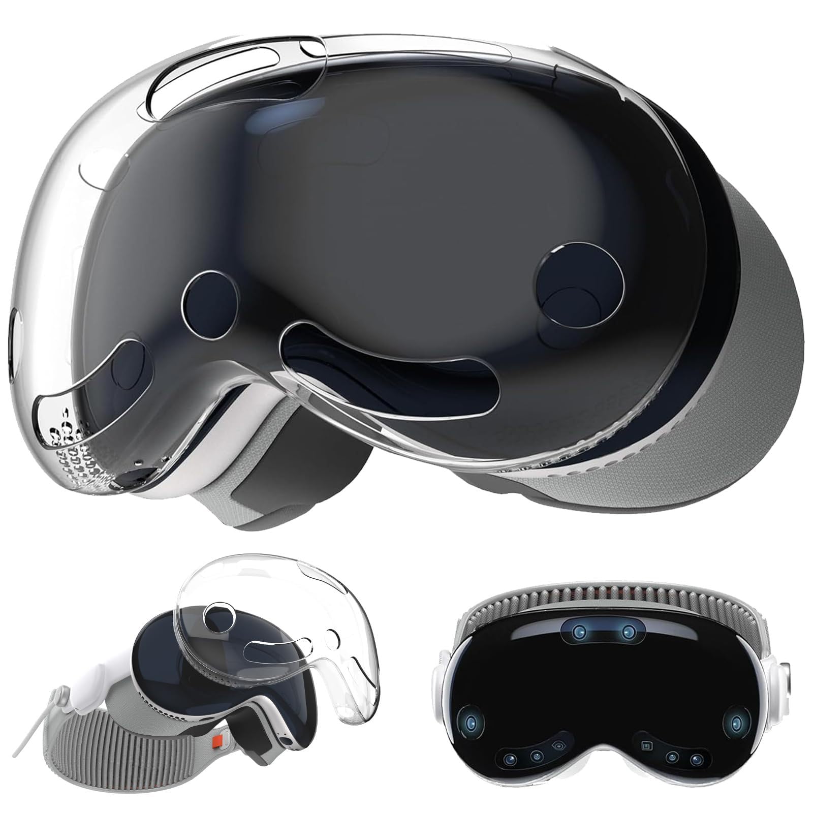 Lemxiee Cover for Apple Vision Pro Case,Flexible TPU Protective Cover Case for Vision Pro VR Headset 2024 Accessories (Transparent)