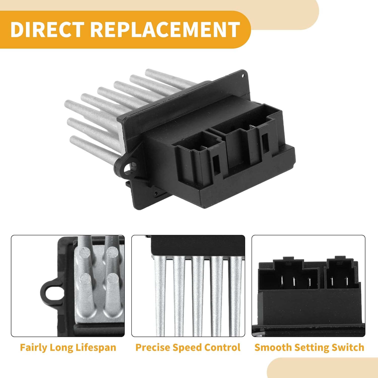 HVAC Blower Motor Resistor No.5012699AA Heater Blower Resistor for Jeep Grand Cherokee L6 4.0L 1999-2004 Metal ABS Black