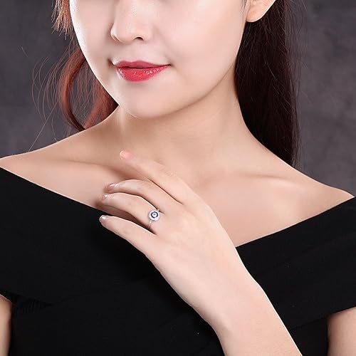 Vista 2 de Anillo redondo de plata de ley 925 con circonita cúbica y esmalte talla 6-8