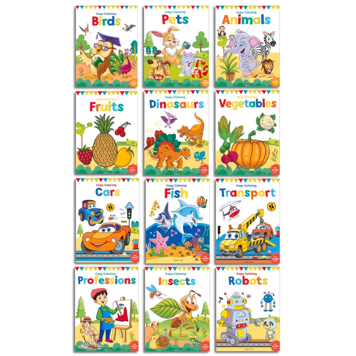 Colouring Books: Pack of 12 Copy Colour Books For Children | Premium Paper Quality | Wonder House Books