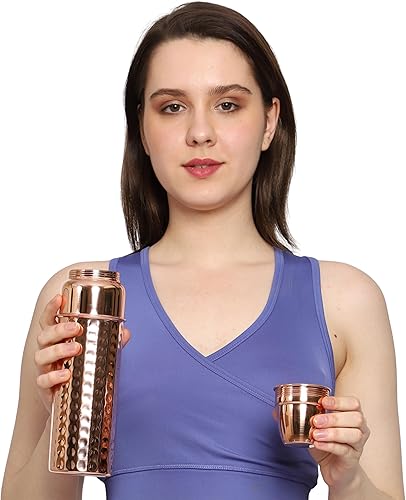 Miniatura 8 de HealthGoodsIn Termo martillado de cobre puro con forma ecológica, beneficios ayurvédicos cosechadores, sin forro, sin recubrimiento y sin laca, 30.4