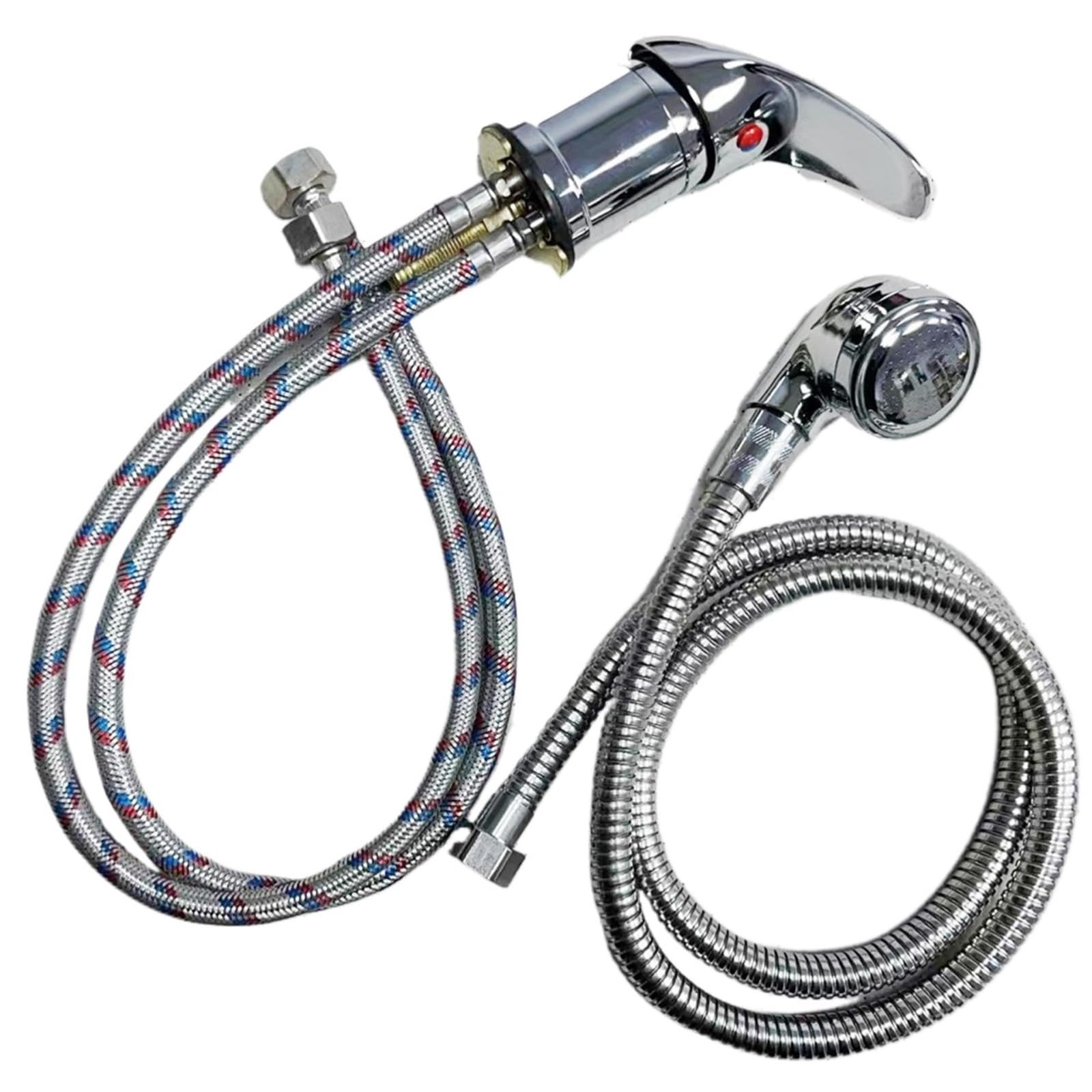 Ekalgretra Silver Sprinkler Shampoo Basin Faucet Shampoo Bowl Faucet Set With Hose And Sprinkler Salon Water For Backwash Unit Rinse Basin Home Dog Grooming Shop(Silver Sprinkler)