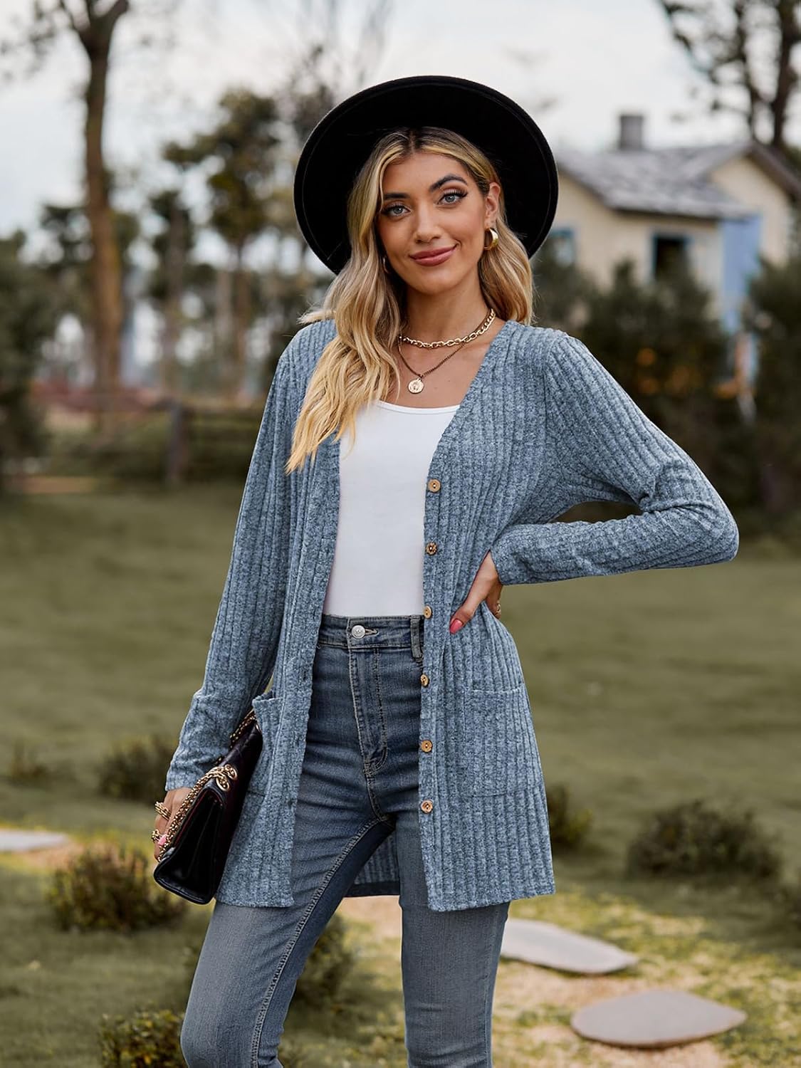 Women’s 2025 Fall Fashion Cardigan Lightweight Soft Knit Cardigan for Women Long Sleeve Open Front Coat with Pockets - Image 5