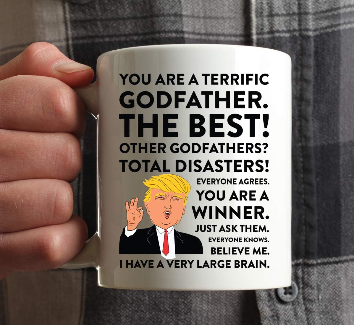 Andaz Press Funny President Donald Trump 11oz. Coffee Mug Gift, Terrific Godfather, 1-pack, Godfathers Mug, Padrino Christmas Birthday Republican Political Satire Godfather Gift