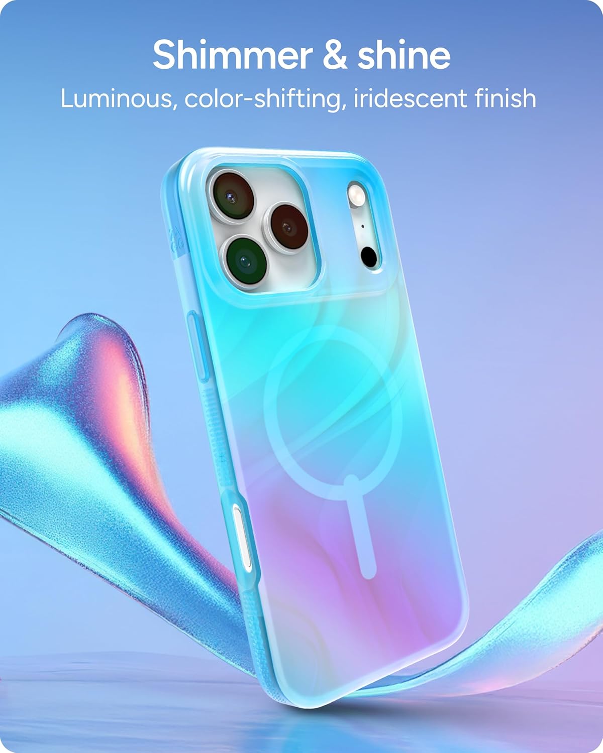 ZAGG Milan Snap Case for iPhone 17 Pro Max - Deep Aurora, Graphene Strengthened Phone Case with Drop Protection (13ft/4m), Textured Edges & Sparkle Design, MagSafe Charging Compatible